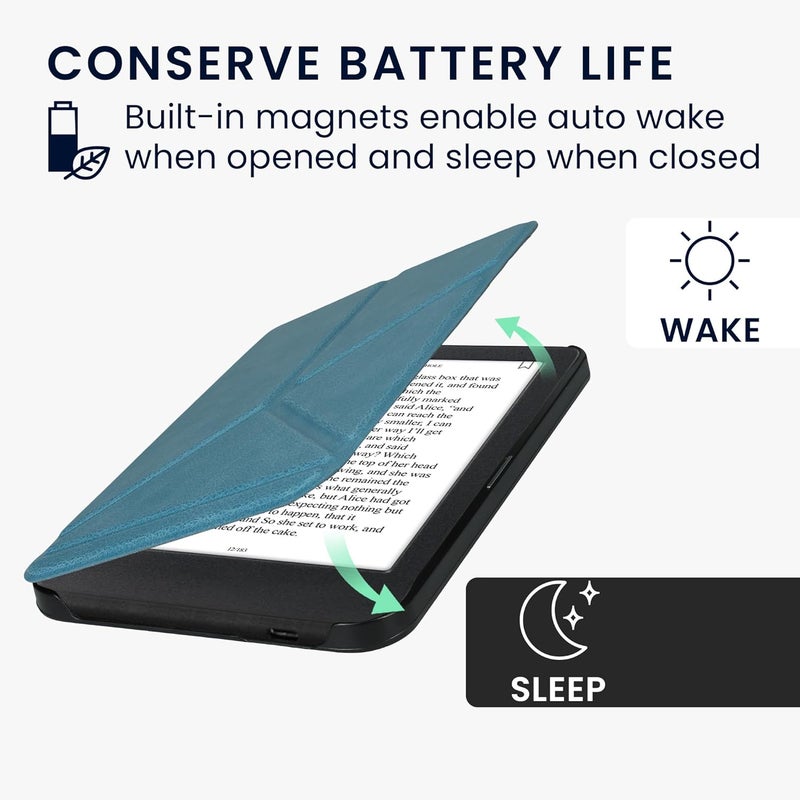 kwmobile حافظة أوريغامي متوافقة مع كوبا كلارا BW/لون - غلاف جلد PU رقيق مع حامل - بترولي - Image 3